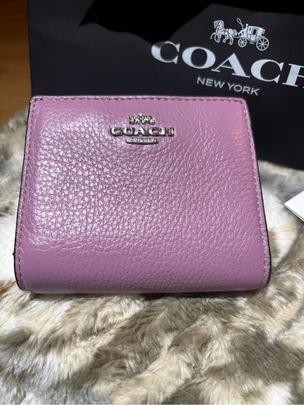 Coach Snap Bifold Wallet Ice Purple Silver C2862